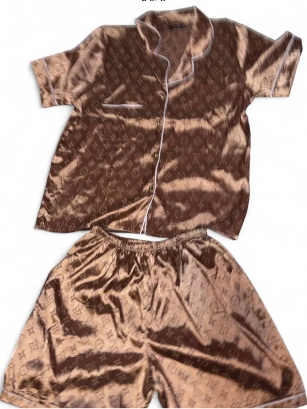 NWT Louis Vuitton Brown Satin Women Pajama Set